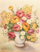 James Arthur Morris (20th Century) British, a still life of mixed flowers, oil on board, signed, 20