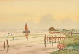 A pair of watercolours, sailing boats at Lowestoft and Breydon Water, both inscribed and dated, 4.