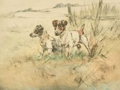Henry Wilkinson (1921-2011) British, Two Pointers in a landscape, etching, numbered and signed in