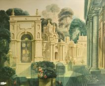 Harold Hitchcock (1914-2009) British, a fantastical view of a classical building, watercolour,
