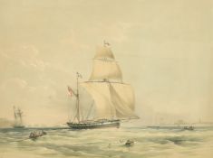 Hawkins after Condy, 19th Century hand coloured lithograph of the yacht, Kestrel, 10.5