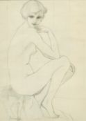 Study of a female nude, pencil, bears signature, Joseph Bonello, 7