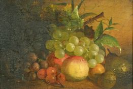 19th Century Continental School, Still life of mixed fruit, oil on panel, 8.75