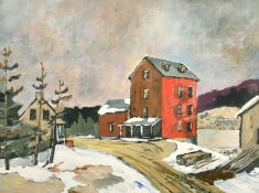 Constance Burns Crossley (20th Century) 'Streets Mill, Streetsville, Canada, oil on board, signed