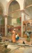 Frans Wilhelm Odelmark (1849-1937) Swedish, Arab figures in a Cairo interior, oil on canvas, signed,