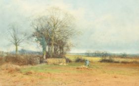 Henry John Sylvester Stannard (1870-1951) British, sheep in an extensive rural landscape,