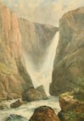 William West (1801-1861) The Voring falls Norway, watercolour with bodycolour, label verso, 37.75