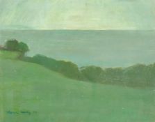 Moira Beatty (1922-2015) a coastal landscape, oil on board, signed and dated 1972, 16