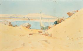 Augustus Osborne Lamplough (1877-1930), 'A Peep at the Nile', watercolour, signed, inscribed