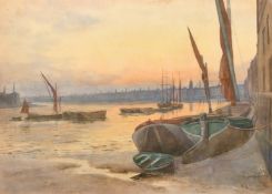 William A. Moody (fl.1910-1930) A view of the Thames at Battersea, watercolour, signed and dated '