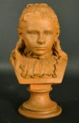 Ferdinand Seeboeck (1864-1953) Portrait head of a girl, terracotta, signed, 15