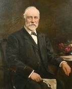 R.C. Crawford (circa 1910) Portrait of Allan Cameron seated holding paper, oil on canvas,