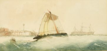 Richmond Markes (fl.1860-1890) British, 'Off the South Coast', marine scene, watercolour, 6.25