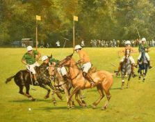 Sid Willey (20th Century) British, a Polo match, oil on board, signed, 16
