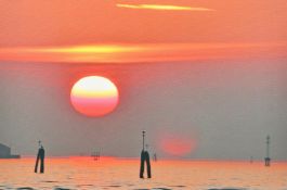 Dora Bertolutti Howard (b. 1957), a sea view at sunset, canvas print, 15.75