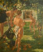 After Hans Lietzmann (1872-1955), 'Picking Grapes', oil on canvas, 24