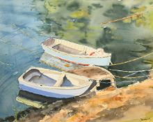 John F. Mole (20th Century), 'Evening at Fowey', watercolour, signed, exhibition label verso, 11