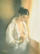 A group of three colour prints of semi-nude female figures, 9.5