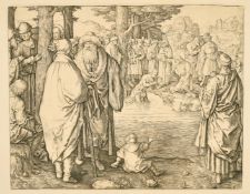 After Lucas van Leyden, The Baptism of Christ in the River Jordan, engraving, 5.5