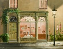 Deborah Jones, 'Bramleys Patisserie', oil on board, signed, label verso, 12