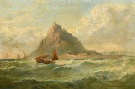 19th Century English School, shipping approaching St. Michael's Mount, Cornwall, oil on canvas,