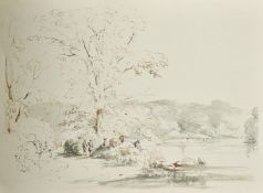 English School circa 1830, Landscape drawings of views in the Southern Counties, ink and wash,