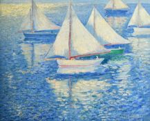 Norman Lloyd (1894-1983) Australian, view of a regatta, oil on canvas, 18