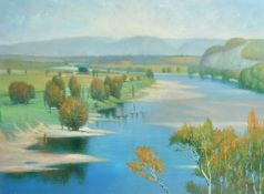 Gittart (20th Century) A river landscape with cows, oil on canvas, signed, 30
