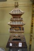 A satsuma temple shaped lamp base.
