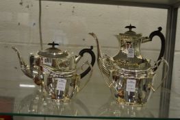 A plated four-piece tea service.