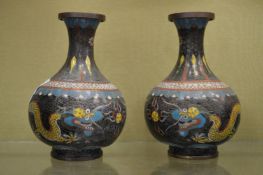 A pair of small cloisonne vases.