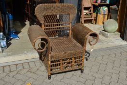 A wicker armchair.