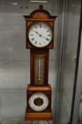 A good Edwardian miniature combination longcase clock, thermometer and barometer.
