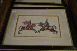 A set of three jousting scenes, colour prints.