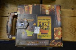 A collection of single records in travelling case.