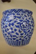 A large Chinese blue and white jardiniere.