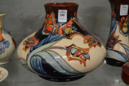 A good large modern Moorcroft squat vase with stylised floral decoration.