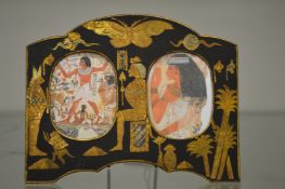 An unusual French Egyptian revival double photograph frame.