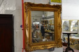 A decorative gilt framed mirror.