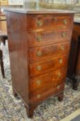 A mahogany six drawer pedestal chest.