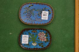 A pair of small cloisonne dishes.