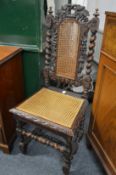 An oak and cane seated chair.