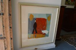 Amara Spence, walking the pig and a man and two dogs, limited edition colour prints, a pair.