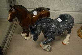 Two porcelain models of horses to include a Beswick shire horse.