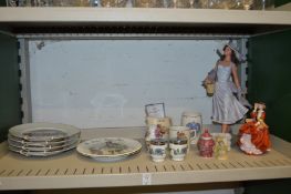 Decorative china to include a Doulton figurine.