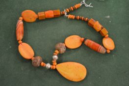 A decorative bead necklace.