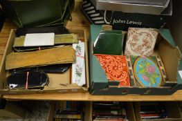 A quantity of assorted door finger plates and decorative tiles.