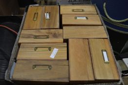 Wooden storage boxes.