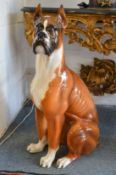 A large painted pottery model of a bulldog.