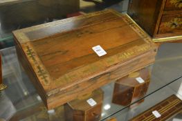 A 19th century brass inlaid rosewood writing slope.